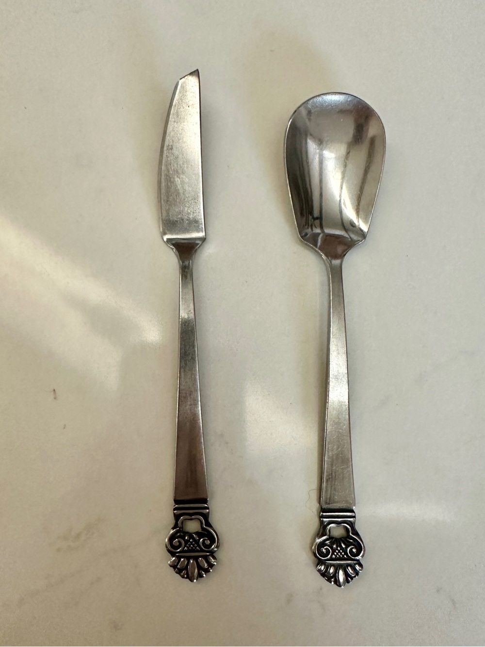 National Stainless King Eric Pierced Crown Satin Set of 2 Fork Spoon Japan